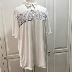 adidas White & Grey floral polo